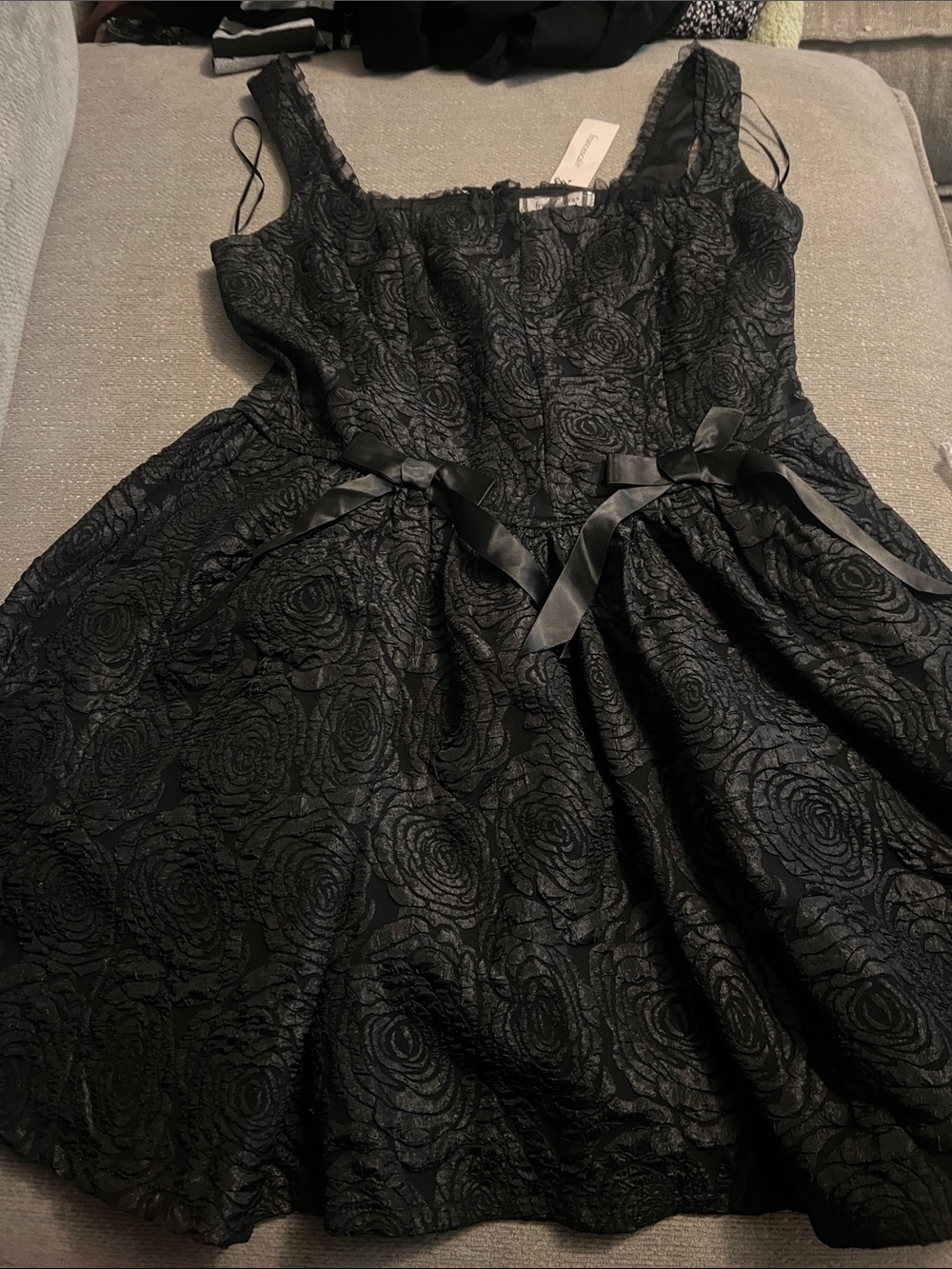 Francesca's Collections Black Floral Lace Mini Dress